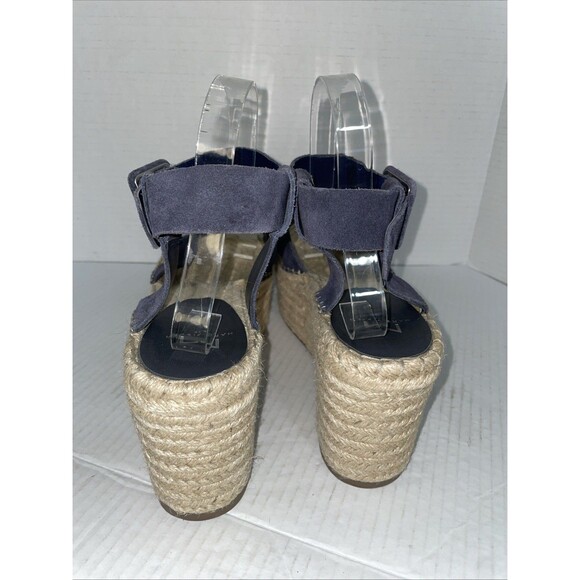 Marc Fisher Sandals Womens 10 Blue Suede Espadrille Platform Wedges Open‎ Toe - Picture 9 of 13
